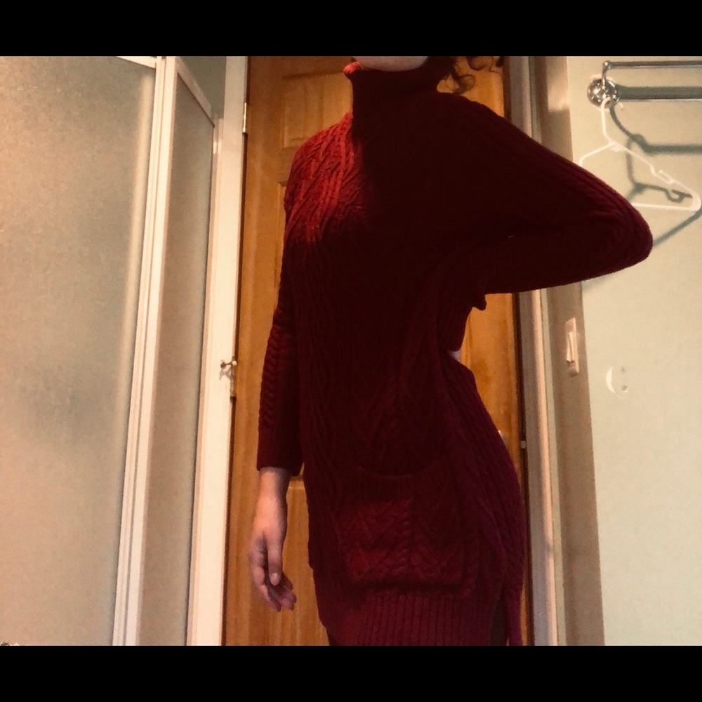 Jeanne Pierre Burgundy Sweater Dress